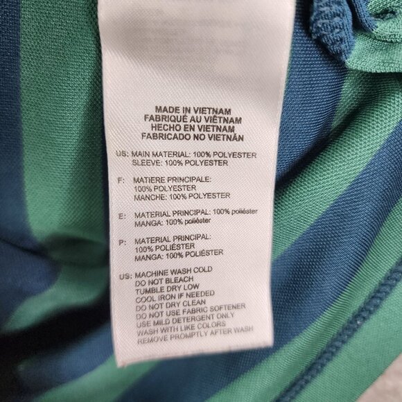 Mens Adidas ClimaCool Polo Shirt Green & Blue Stripe Short Sleeve Size S - Picture 7 of 11